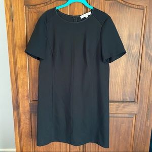 Loft size 10 black shift dress short sleeve mod knee length great condition